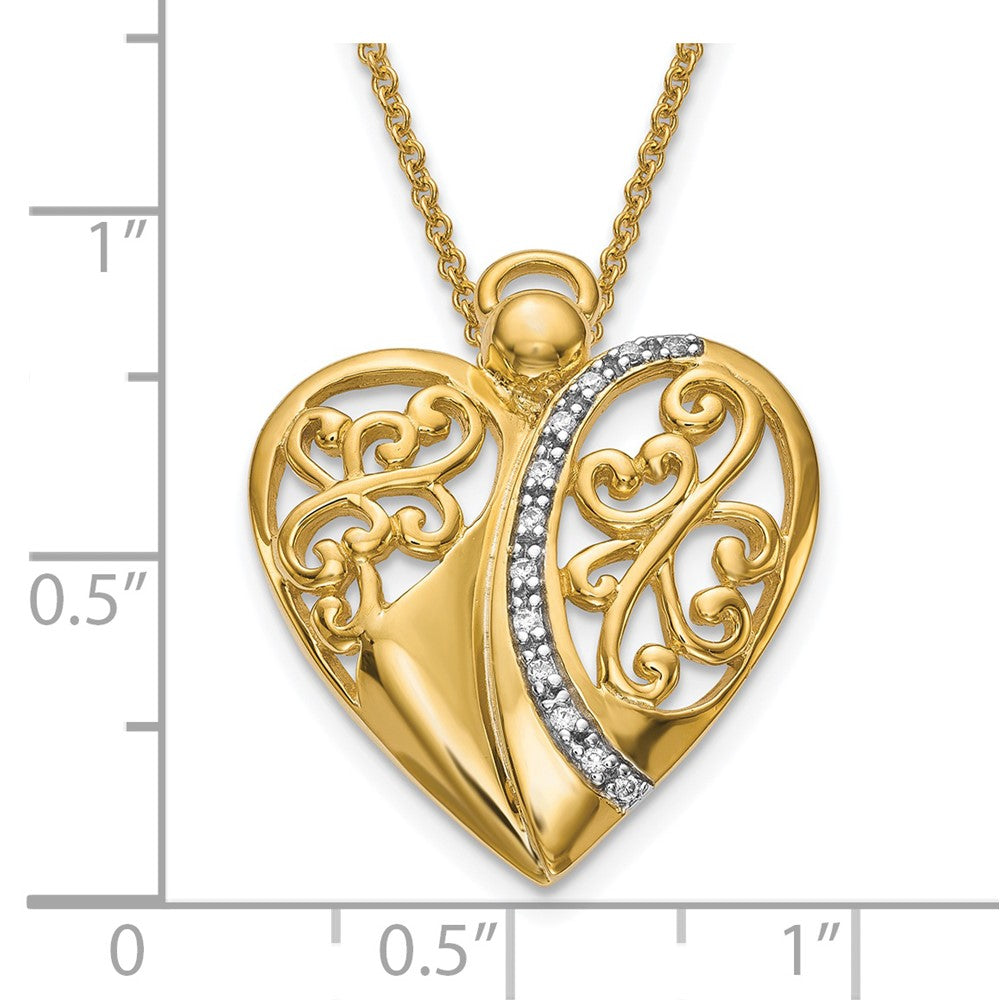 Sterling Silver Sentimental Expressions Gold-Plated Cz Angel Of Love 18In Necklace