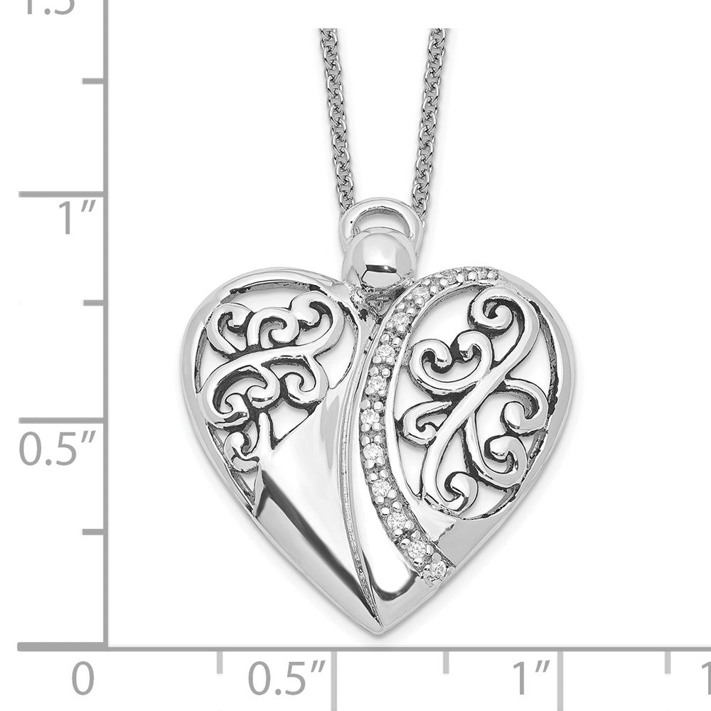 Sterling Silver Sentimental Expressions Rhodium-Plated Cz Antiqued 18In Angel Of Love Necklace