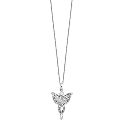 Sterling Silver Sentimental Expressions Rhodium-Plated Cz Antiqued Angel Of Blessing 18In Necklace