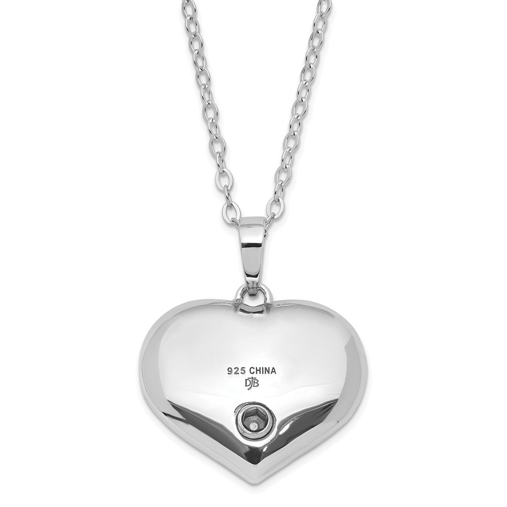 Sterling Silver Sentimental Expressions Rhodium-Plated Antiqued Cz Heart Remembrance Ash Holder 18 Inch Necklace
