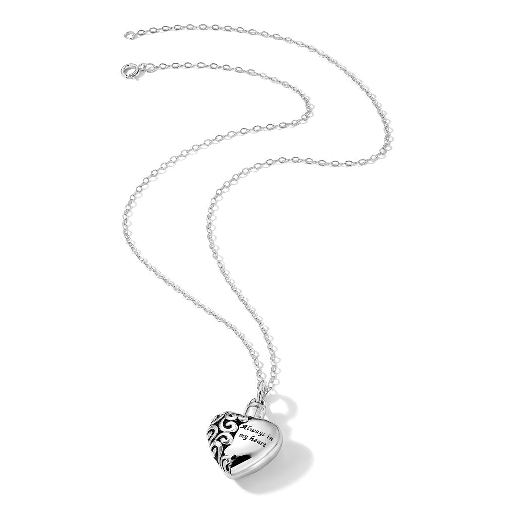 Sterling Silver Sentimental Expressions Antiqued Heart Remembrance Ash Holder 18 Inch Necklace