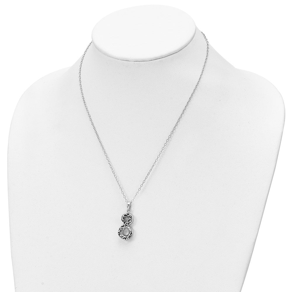 Sterling Silver Sentimental Expressions Rhodium-Plated Antiqued Infinity Remembrance Ash Holder 18 Inch Necklace