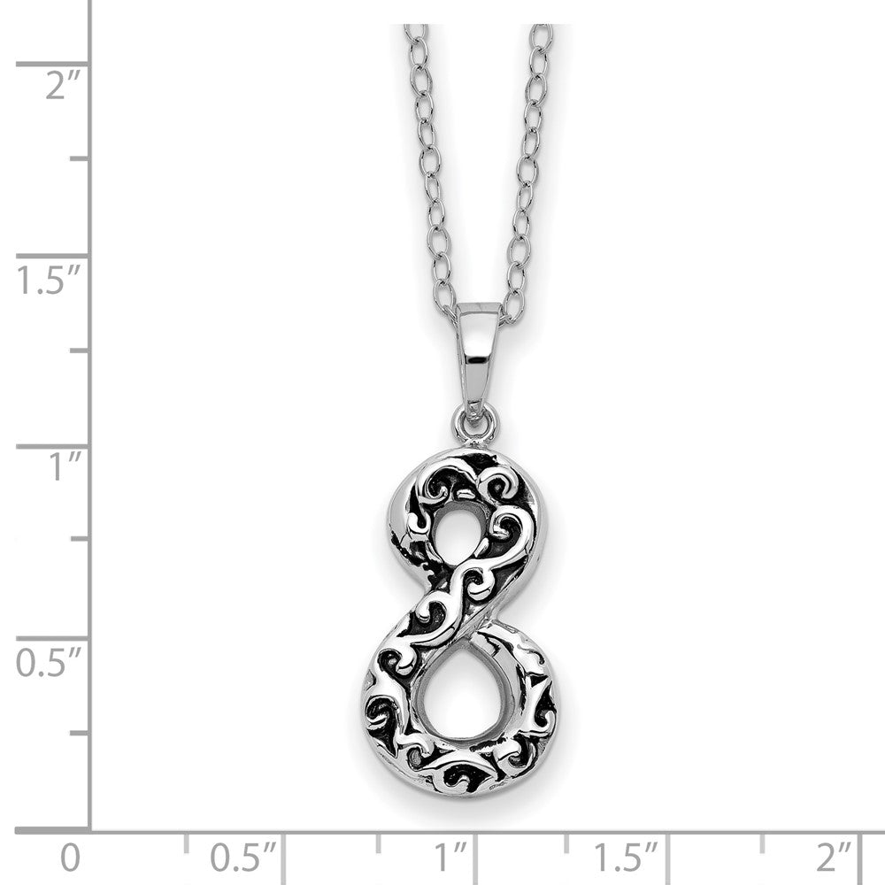 Sterling Silver Sentimental Expressions Rhodium-Plated Antiqued Infinity Remembrance Ash Holder 18 Inch Necklace