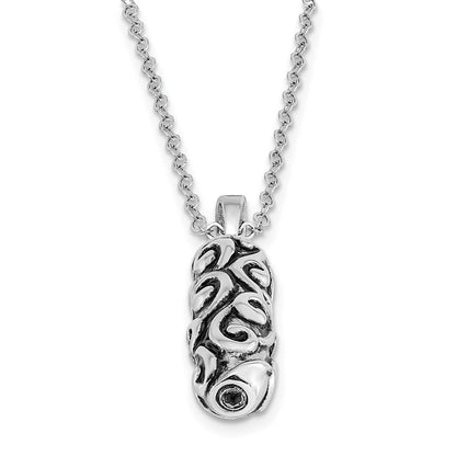 Sterling Silver Sentimental Expressions Rhodium-Plated Antiqued Cylinder Remembrance Ash Holder 18 Inch Necklace