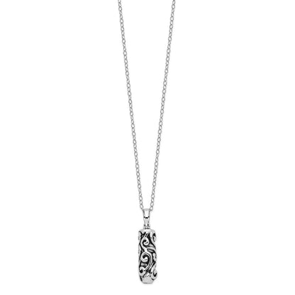 Sterling Silver Sentimental Expressions Rhodium-Plated Antiqued Cylinder Remembrance Ash Holder 18 Inch Necklace