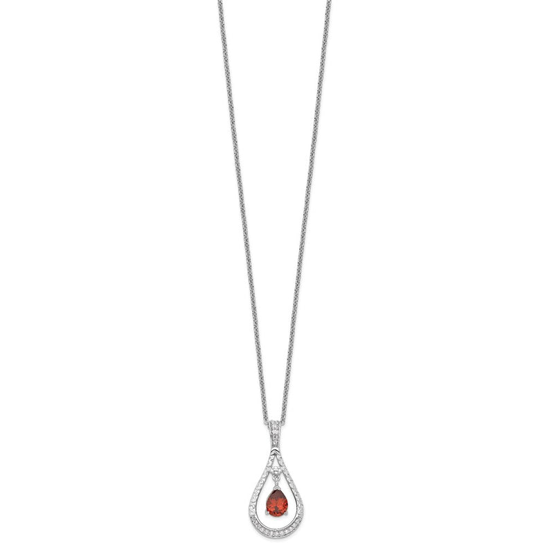 Sterling Silver Sentimental Expressions Rhodium-Plated Jan. Cz Stone Never Forget Tear 18In Birthstone Necklace