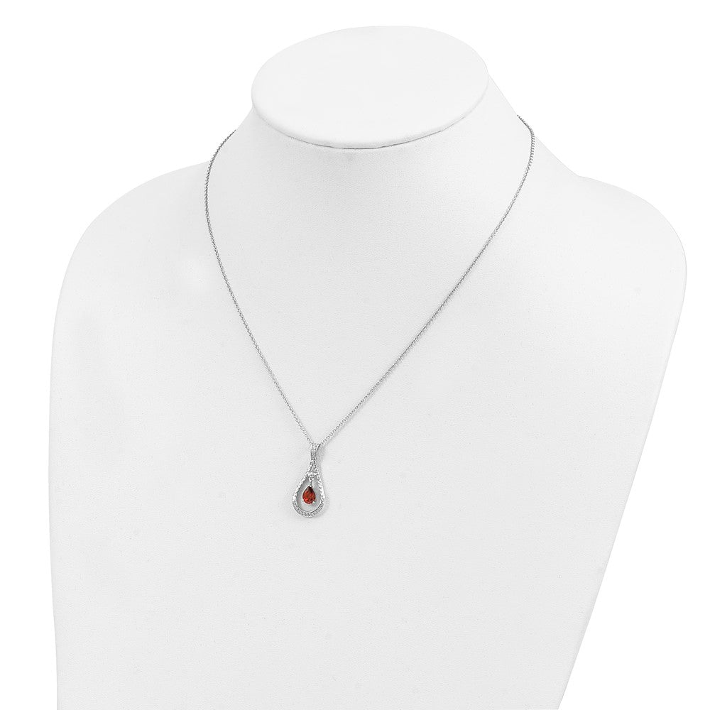 Sterling Silver Sentimental Expressions Rhodium-Plated Jan. Cz Stone Never Forget Tear 18In Birthstone Necklace