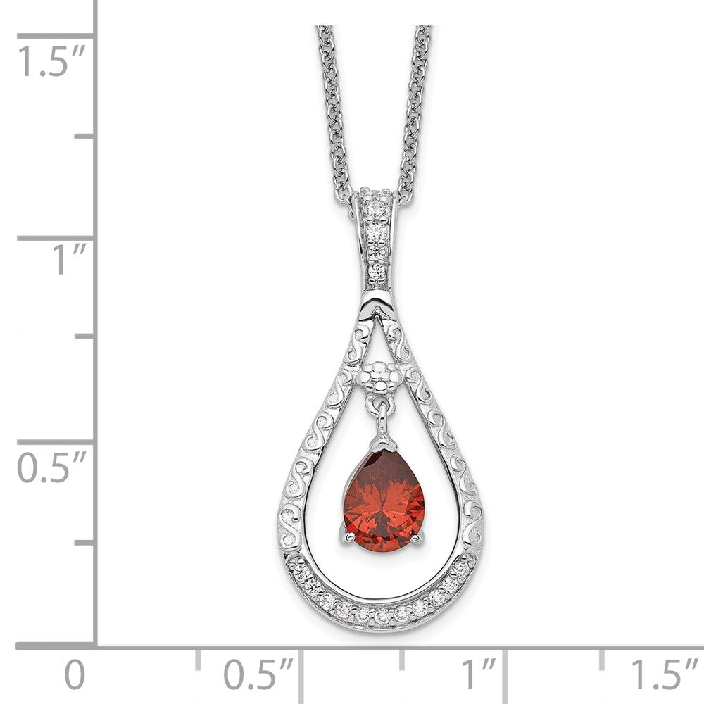 Sterling Silver Sentimental Expressions Rhodium-Plated Jan. Cz Stone Never Forget Tear 18In Birthstone Necklace