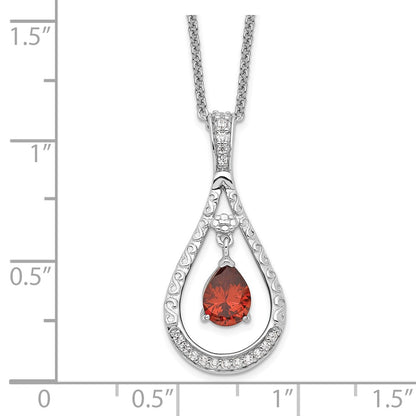 Sterling Silver Sentimental Expressions Rhodium-Plated Jan. Cz Stone Never Forget Tear 18In Birthstone Necklace