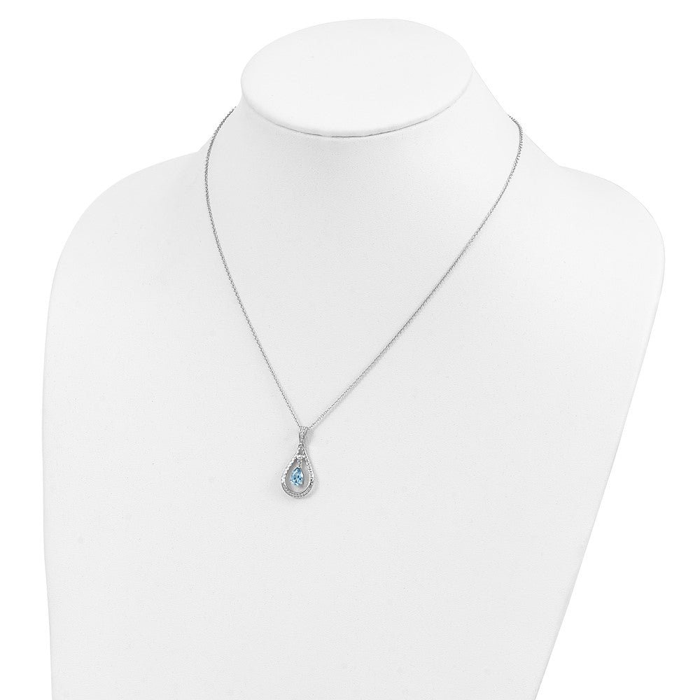 Sterling Silver Sentimental Expressions Rhodium-Plated Mar. Cz Stone Never Forget Tear 18In Birthstone Necklace