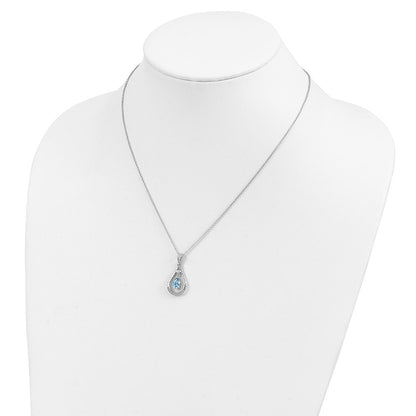 Sterling Silver Sentimental Expressions Rhodium-Plated Mar. Cz Stone Never Forget Tear 18In Birthstone Necklace