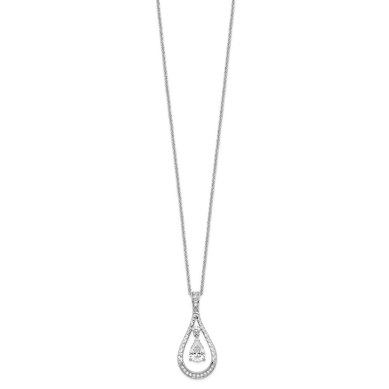 Sterling Silver Sentimental Expressions Rhodium-Plated April Cz Stone Never Forget Tear 18In Birthstone Necklace