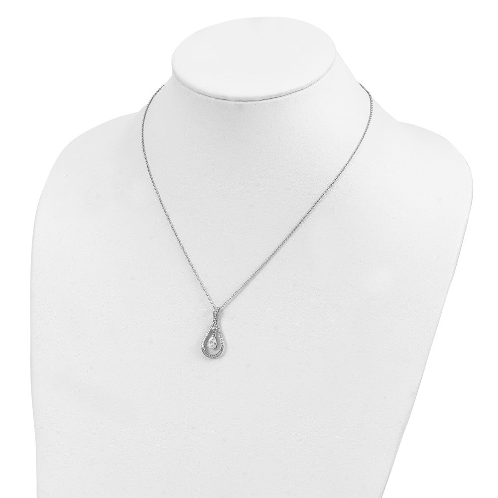 Sterling Silver Sentimental Expressions Rhodium-Plated April Cz Stone Never Forget Tear 18In Birthstone Necklace