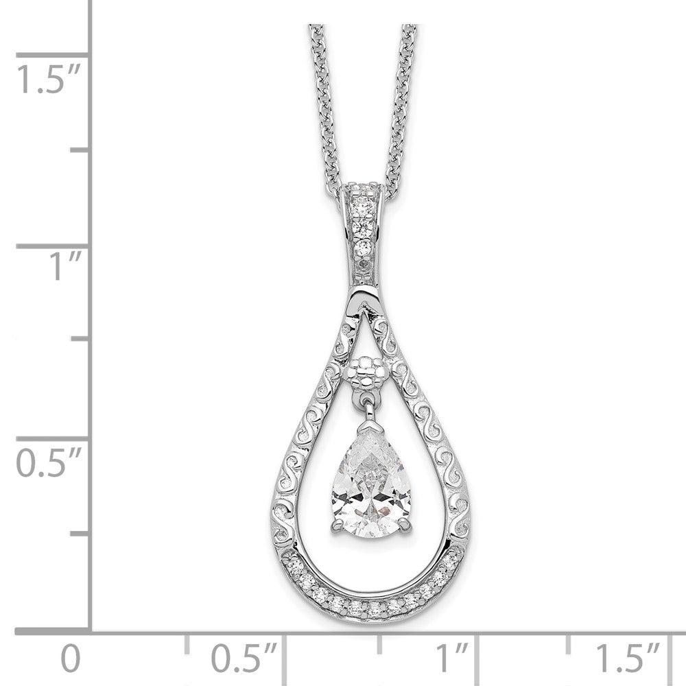 Sterling Silver Sentimental Expressions Rhodium-Plated April Cz Stone Never Forget Tear 18In Birthstone Necklace