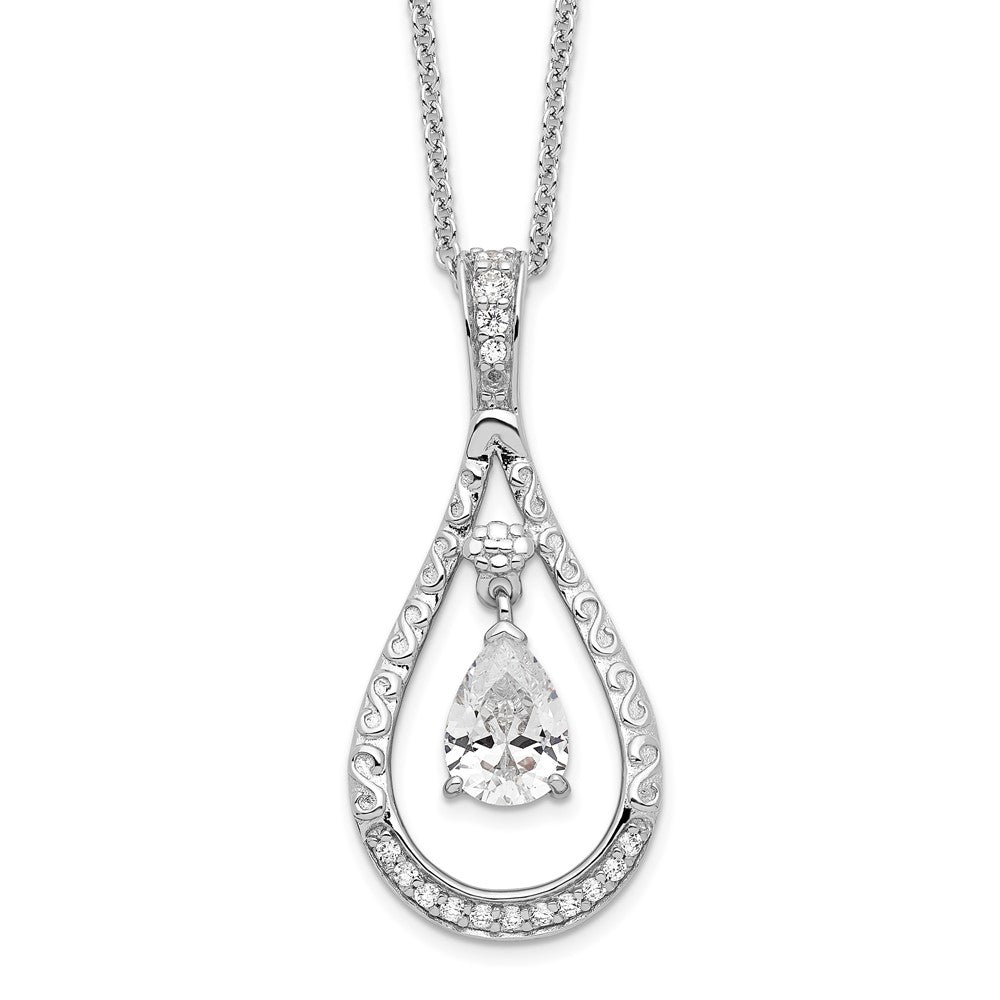 Sterling Silver Sentimental Expressions Rhodium-Plated April Cz Stone Never Forget Tear 18In Birthstone Necklace