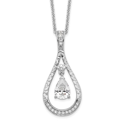 Sterling Silver Sentimental Expressions Rhodium-Plated April Cz Stone Never Forget Tear 18In Birthstone Necklace