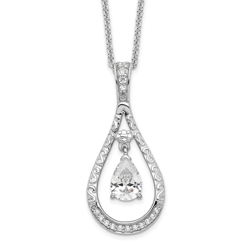 Sterling Silver Sentimental Expressions Rhodium-Plated April Cz Stone Never Forget Tear 18In Birthstone Necklace