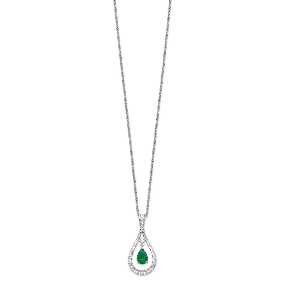 Sterling Silver Sentimental Expressions Rhodium-Plated May Cz Stone Never Forget Tear 18In Birthstone Necklace