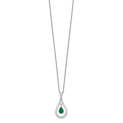 Sterling Silver Sentimental Expressions Rhodium-Plated May Cz Stone Never Forget Tear 18In Birthstone Necklace