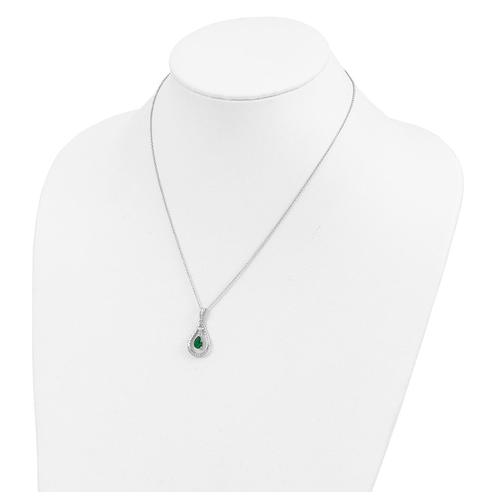 Sterling Silver Sentimental Expressions Rhodium-Plated May Cz Stone Never Forget Tear 18In Birthstone Necklace