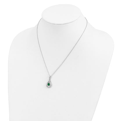 Sterling Silver Sentimental Expressions Rhodium-Plated May Cz Stone Never Forget Tear 18In Birthstone Necklace