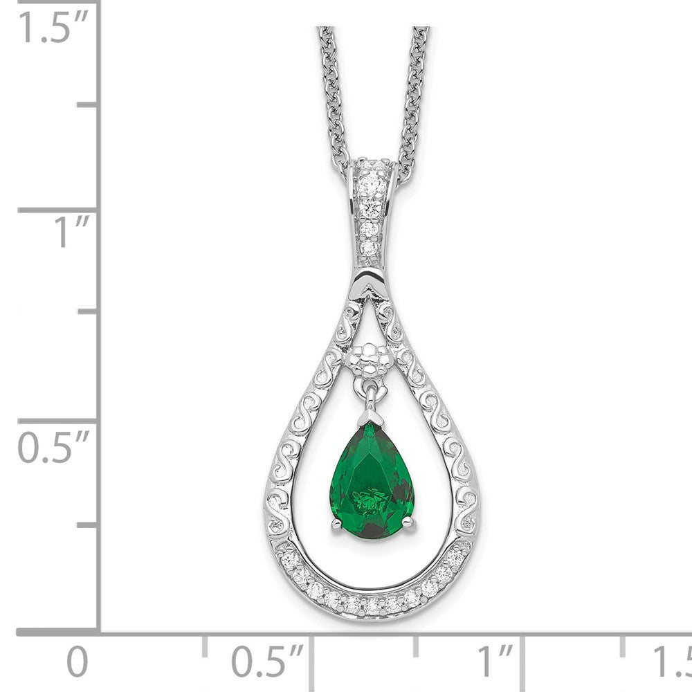 Sterling Silver Sentimental Expressions Rhodium-Plated May Cz Stone Never Forget Tear 18In Birthstone Necklace