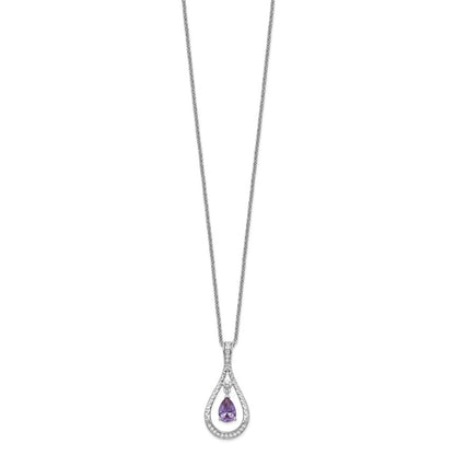 Sterling Silver Sentimental Expressions Rhodium-Plated June Cz Stone Never Forget Tear 18In Birthstone Necklace