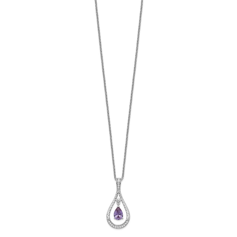 Sterling Silver Sentimental Expressions Rhodium-Plated June Cz Stone Never Forget Tear 18In Birthstone Necklace