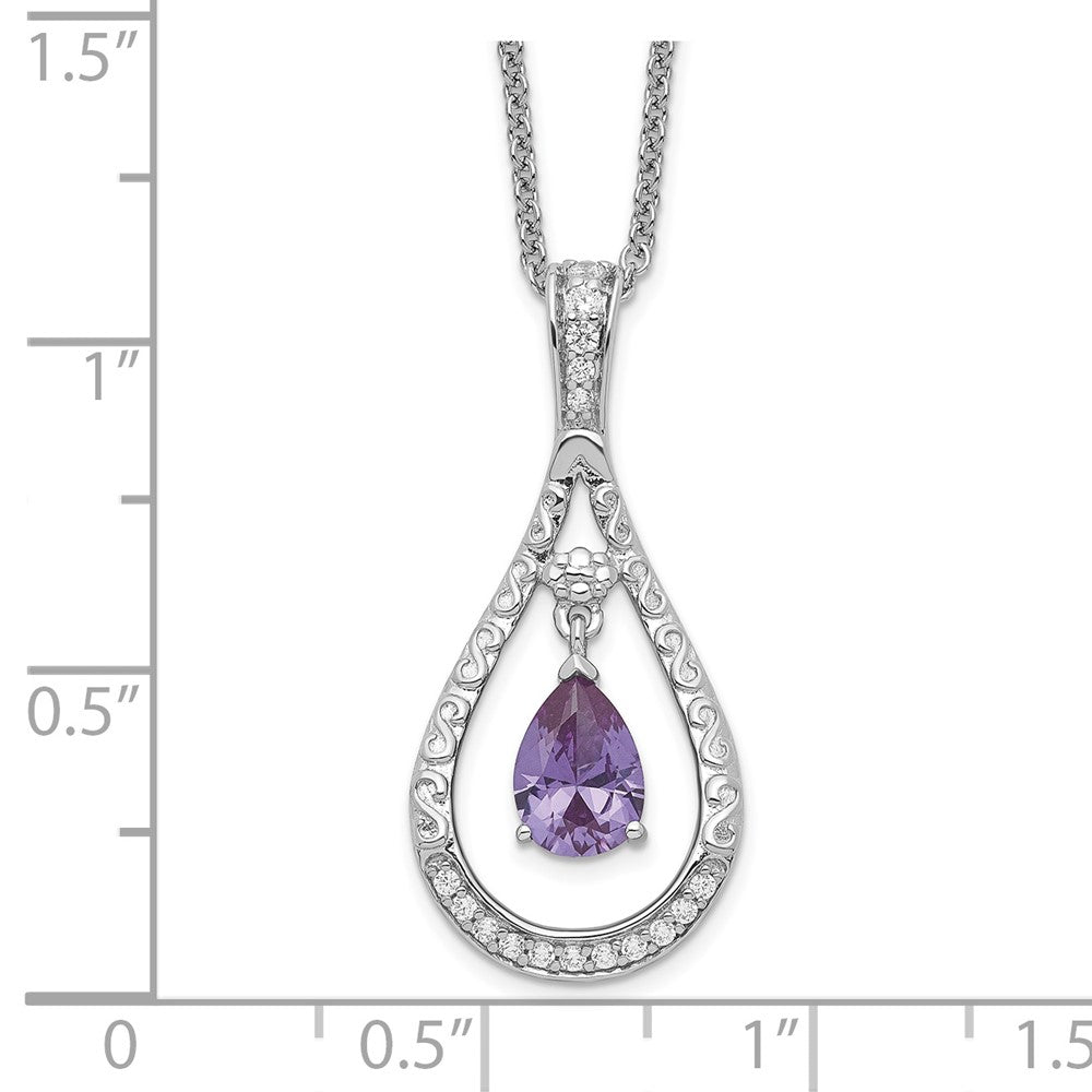 Sterling Silver Sentimental Expressions Rhodium-Plated June Cz Stone Never Forget Tear 18In Birthstone Necklace