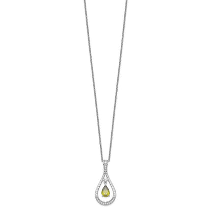 Sterling Silver Sentimental Expressions Rhodium-Plated Aug. Cz Stone Never Forget Tear 18In Birthstone Necklace