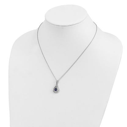 Sterling Silver Sentimental Expressions Rhodium-Plated Sept. Lab-Created Sapphire Never Forget Tear 18In Necklace