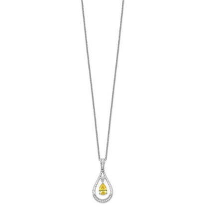 Sterling Silver Sentimental Expressions Rhodium-Plated Nov. Cz Stone Never Forget Tear 18 Inch Birthstone Necklace