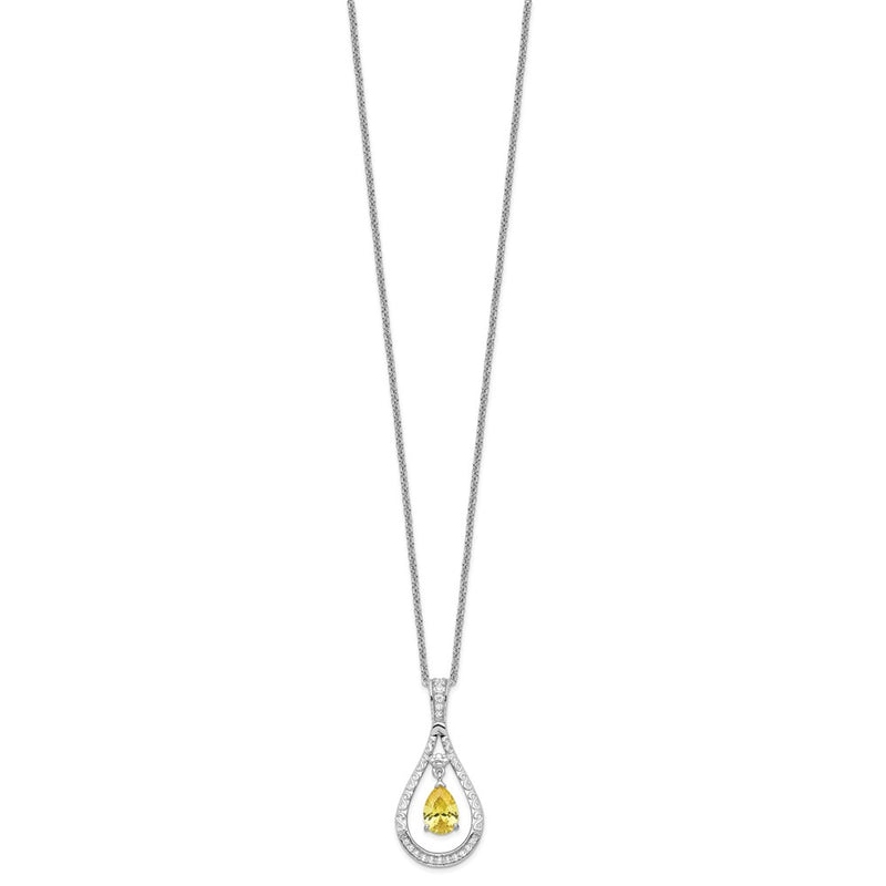 Sterling Silver Sentimental Expressions Rhodium-Plated Nov. Cz Stone Never Forget Tear 18 Inch Birthstone Necklace