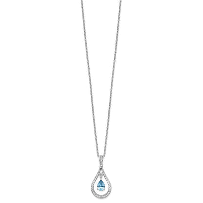 Sterling Silver Sentimental Expressions Rhodium-Plated Dec. Cz Stone Never Forget Tear 18 Inch Birthstone Necklace