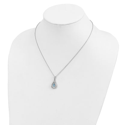 Sterling Silver Sentimental Expressions Rhodium-Plated Dec. Cz Stone Never Forget Tear 18 Inch Birthstone Necklace