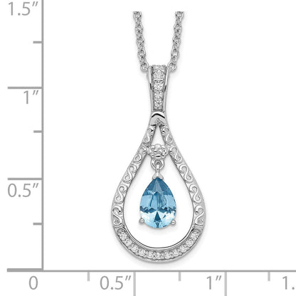 Sterling Silver Sentimental Expressions Rhodium-Plated Dec. Cz Stone Never Forget Tear 18 Inch Birthstone Necklace