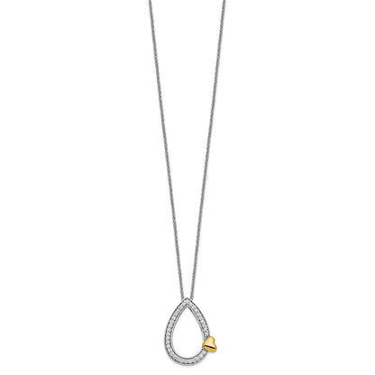 Sterling Silver Sentimental Expressions Gold-Plated Cz A Tear Of Love 18In Necklace