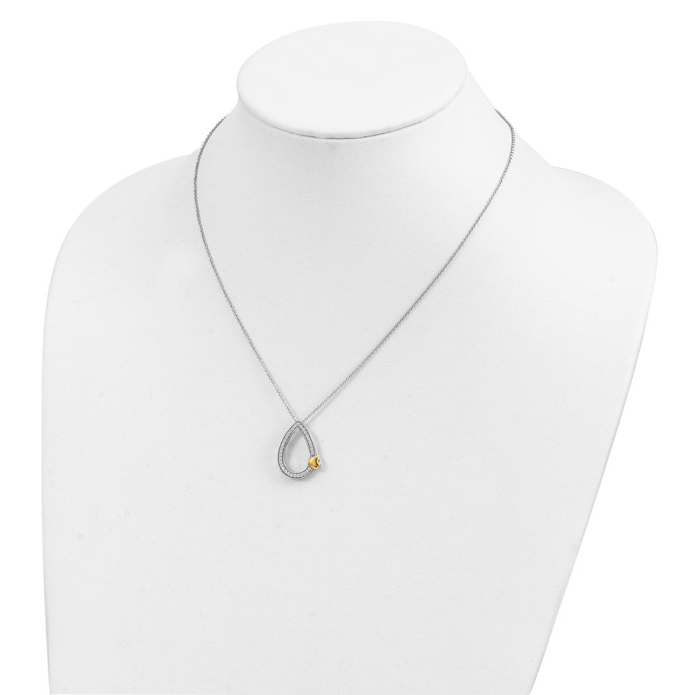 Sterling Silver Sentimental Expressions Gold-Plated Cz A Tear Of Love 18In Necklace