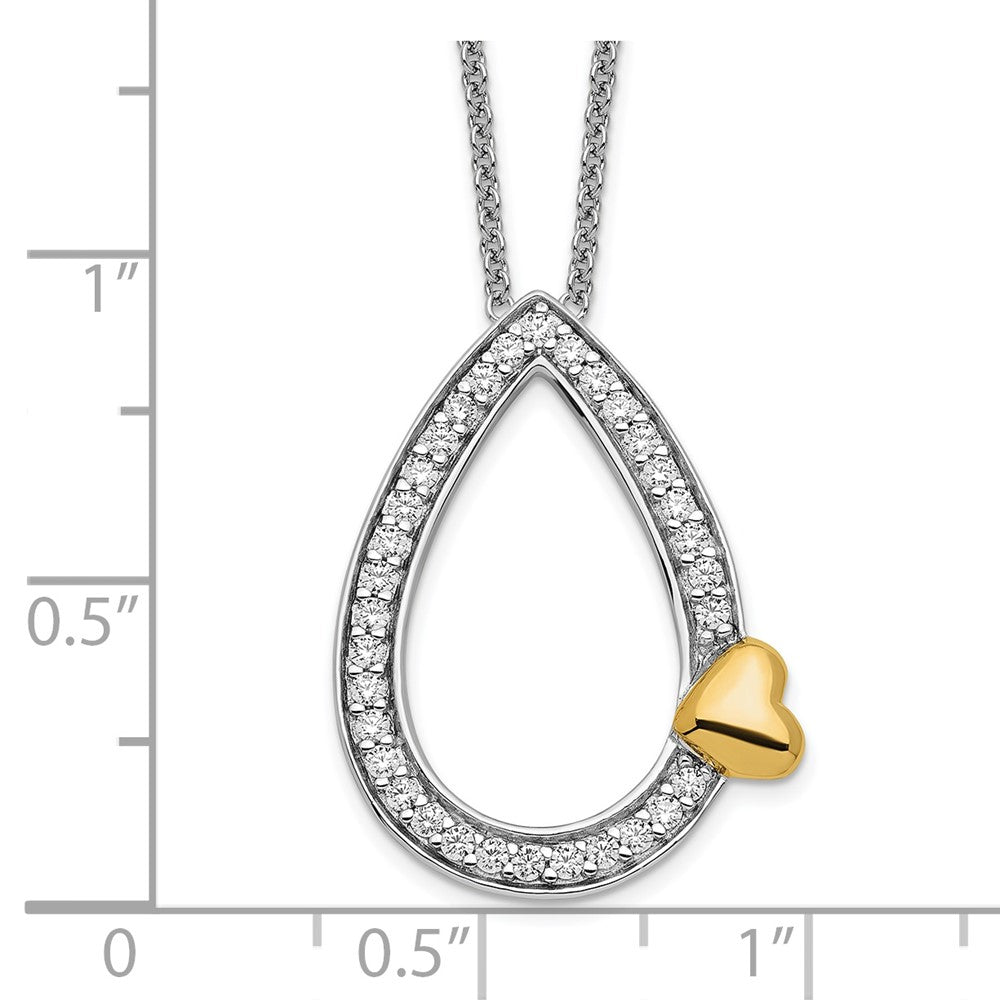 Sterling Silver Sentimental Expressions Gold-Plated Cz A Tear Of Love 18In Necklace