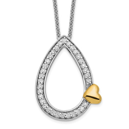 Sterling Silver Sentimental Expressions Gold-Plated Cz A Tear Of Love 18In Necklace