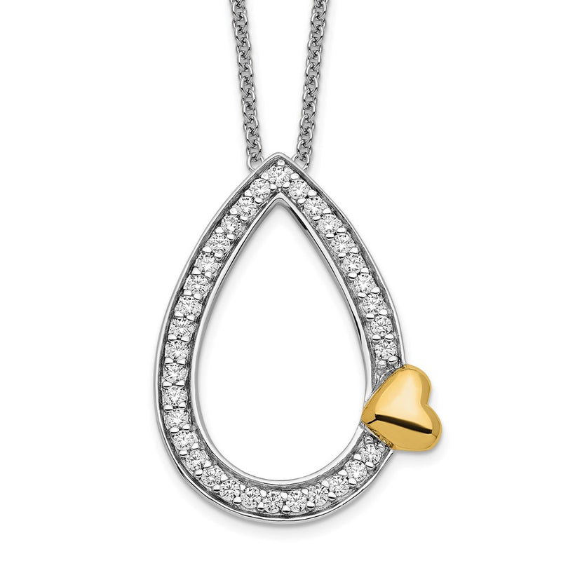 Sterling Silver Sentimental Expressions Gold-Plated Cz A Tear Of Love 18In Necklace