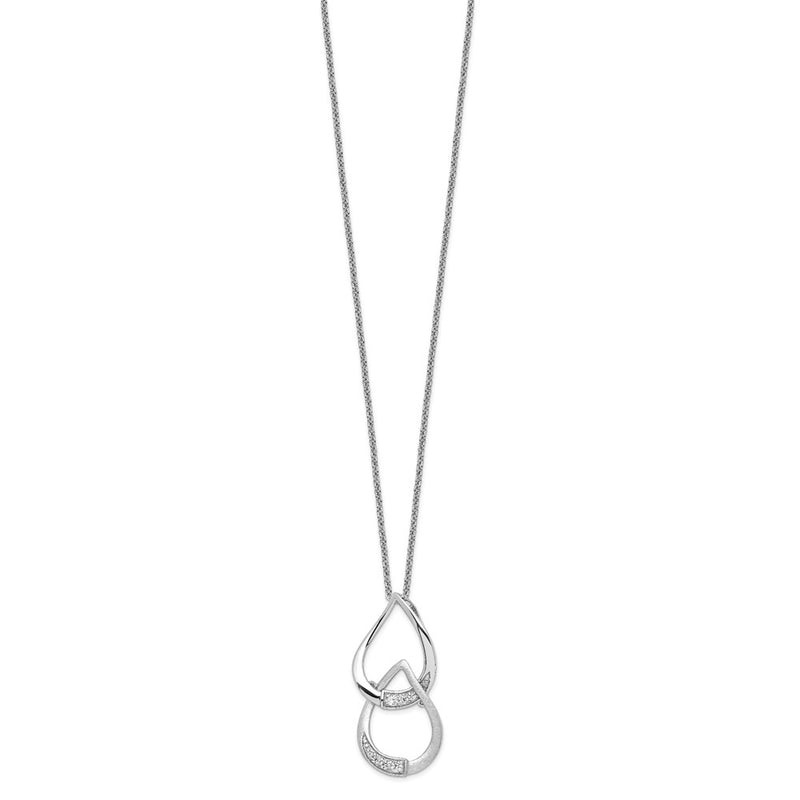 Sterling Silver Sentimental Expressions Rhodium-Plated Cz Tears To Share 18In Necklace