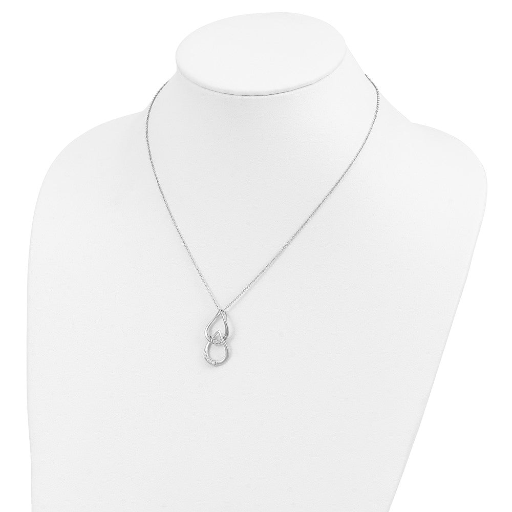 Sterling Silver Sentimental Expressions Rhodium-Plated Cz Tears To Share 18In Necklace