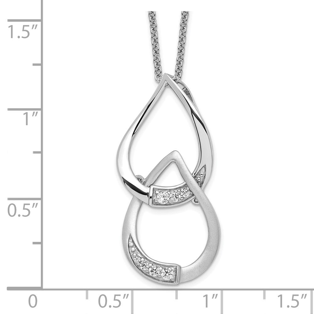 Sterling Silver Sentimental Expressions Rhodium-Plated Cz Tears To Share 18In Necklace