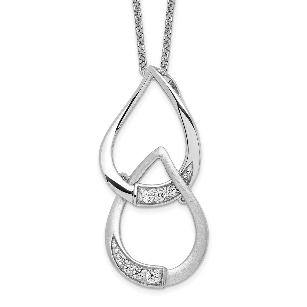 Sterling Silver Sentimental Expressions Rhodium-Plated Cz Tears To Share 18In Necklace