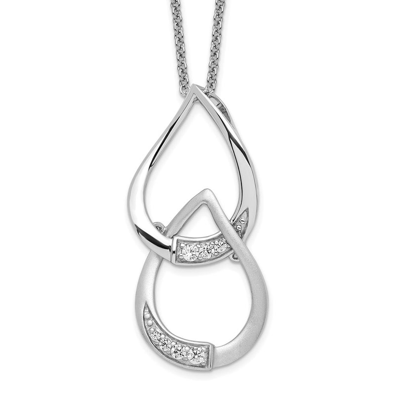 Sterling Silver Sentimental Expressions Rhodium-Plated Cz Tears To Share 18In Necklace