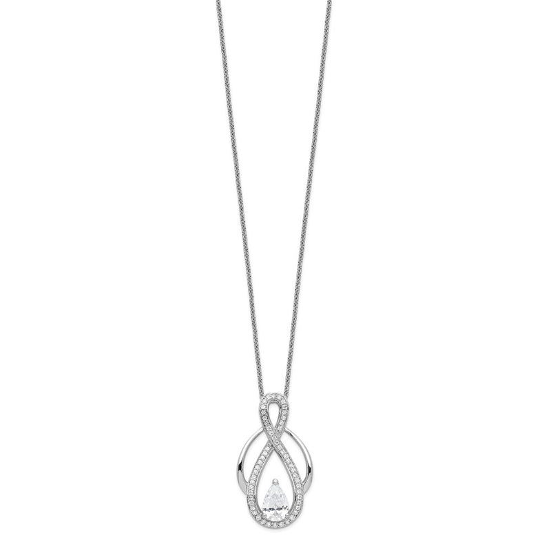 Sterling Silver Sentimental Expressions Rhodium-Plated Cz Tear Of Strength 18In Necklace