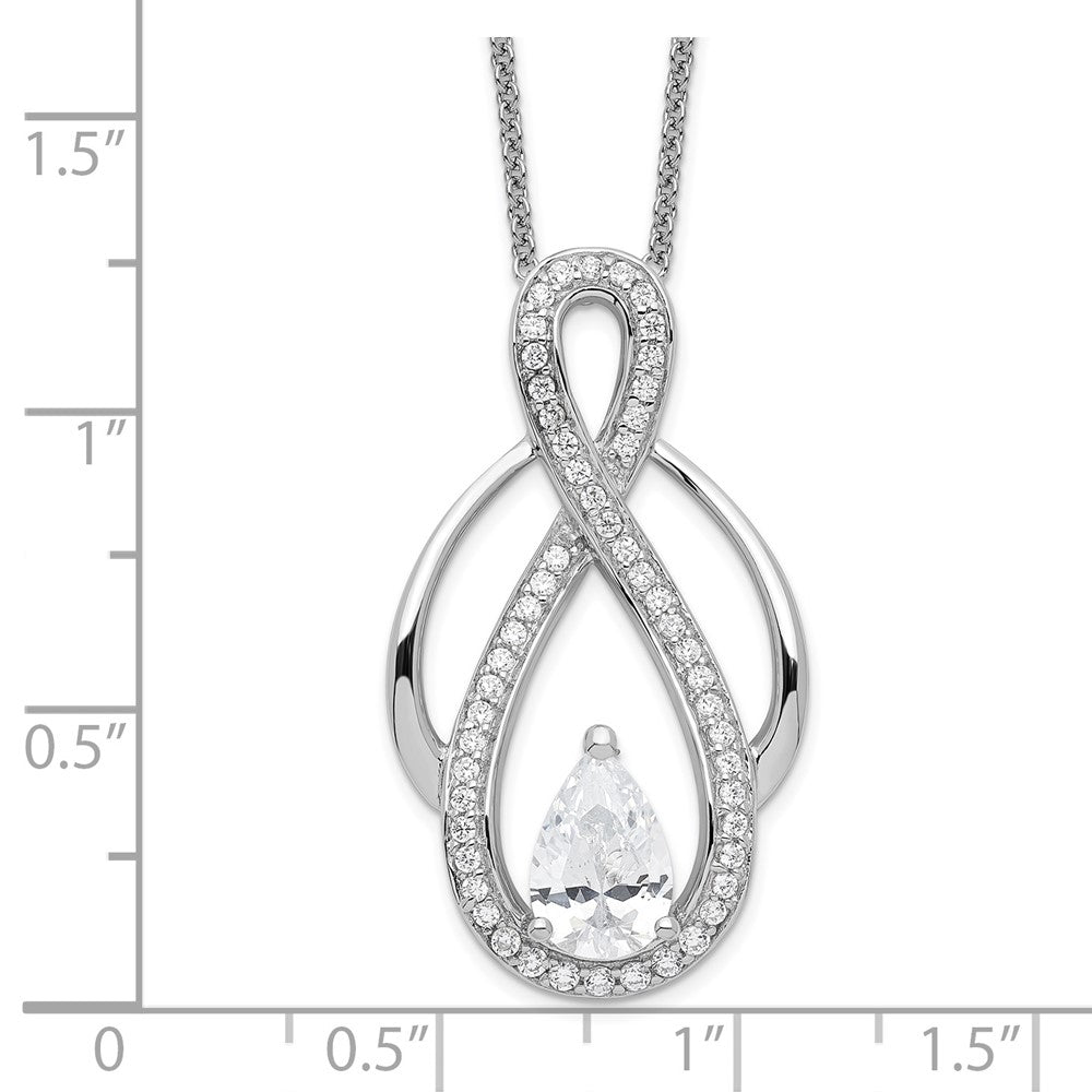 Sterling Silver Sentimental Expressions Rhodium-Plated Cz Tear Of Strength 18In Necklace
