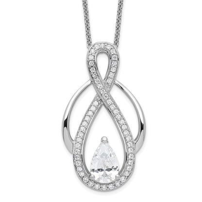 Sterling Silver Sentimental Expressions Rhodium-Plated Cz Tear Of Strength 18In Necklace