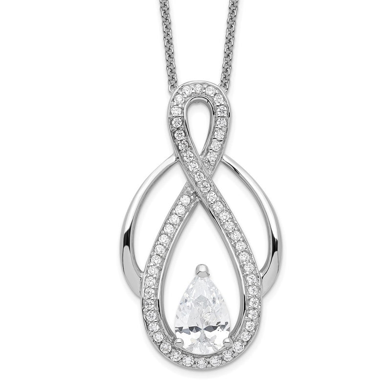 Sterling Silver Sentimental Expressions Rhodium-Plated Cz Tear Of Strength 18In Necklace